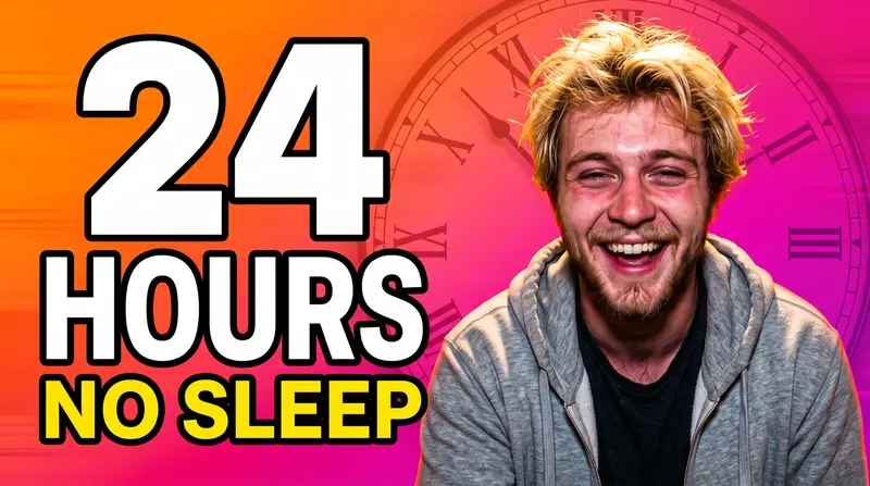 A finished YouTube thumbnail reading 24 HOURS NO SLEEP